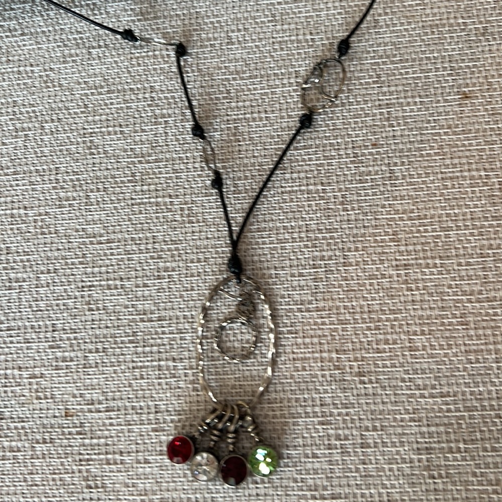 Silpada charm holder necklace with 4 crystal charms